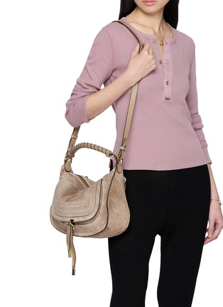 Front View - Click To Enlarge - CHLOÉ - Small Marcie Suede Shoulder Bag