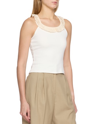 Detail View - Click To Enlarge - EPINGLER - Crochet Openwork Cotton Cardigan Sleeveless Top Set