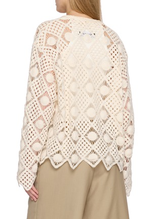 Back View - Click To Enlarge - EPINGLER - Crochet Openwork Cotton Cardigan Sleeveless Top Set