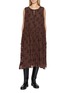 EPINGLER Sleeveless Leaf Print Tie Neck Dress