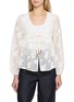EPINGLER Leaf Pattern Front Tie Sheer Cardigan