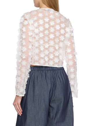 Back View - Click To Enlarge - EPINGLER - Floral Appliqué Sheer Mesh Cardigan
