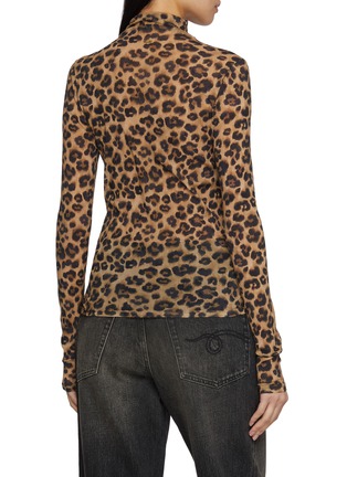Back View - Click To Enlarge - NOIR - Long Sleeve Leopard Print Turtleneck Top