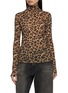 NOIR Long Sleeve Leopard Print Turtleneck Top