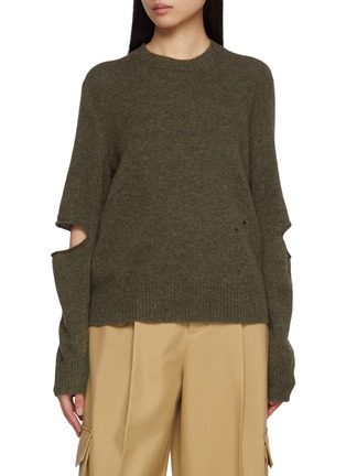 Main View - Click To Enlarge - NOIR - Cutout Elbow Knit Sweater