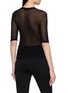 Back View - Click To Enlarge - SANDBEIGE - Copolla Short Sleeve Sheer Ribbed Cotton Blend Knit Cardigan