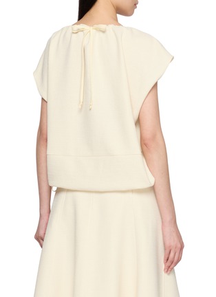 Back View - Click To Enlarge - SANDBEIGE - Arles Short Sleeve Drawstring Hem Blouse