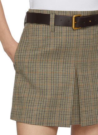  - MO&CO. - Belted Plaid Wool Blend Skirt