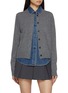 MO&CO. Double Layer Illusion Denim Knit Cardigan