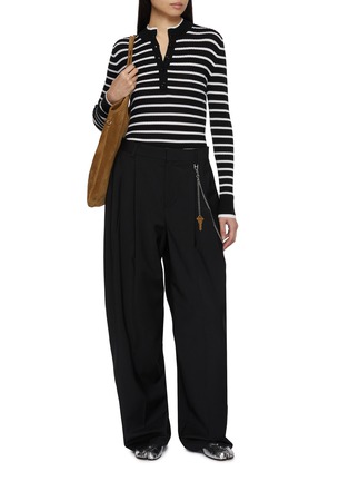 Figure View - Click To Enlarge - MO&CO. - Striped Double Layer Illusion Ribbed Knit Sweater