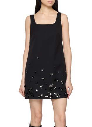 Main View - Click To Enlarge - MO&CO. - Embroidered Floral A-line Mini Dress