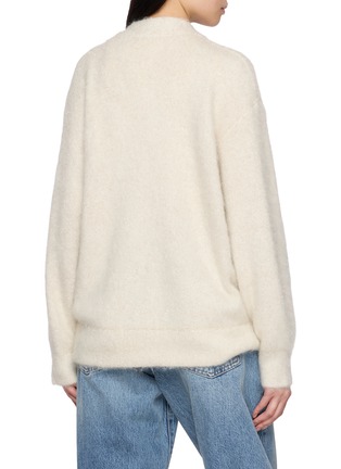 Back View - Click To Enlarge - MO&CO. - Oversized Heart Motif Metallic Knit Cardigan