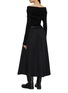 Back View - Click To Enlarge - MO&CO. - Belted Off Shoulder Wool Blend Dress