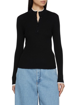 Main View - Click To Enlarge - MO&CO. - Double Layer Illusion Ribbed Knit Sweater