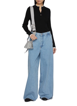 Figure View - Click To Enlarge - MO&CO. - Double Layer Illusion Ribbed Knit Sweater