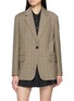MO&CO. Notch Lapel Single Breasted Checkered Blazer