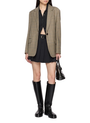 Figure View - Click To Enlarge - MO&CO. - Notch Lapel Single Breasted Checkered Blazer