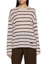 MO&CO. Oversized Long Sleeve Striped Knit Top