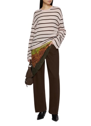 Figure View - Click To Enlarge - MO&CO. - Oversized Long Sleeve Striped Knit Top