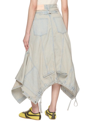 Back View - Click To Enlarge - BEAUTIFUL PEOPLE - Double End Asymmetrical Panelled Draped Hem Cotton Denim Skirt