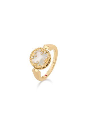 Detail View - Click To Enlarge - ROBERTO COIN - Venetian Medallions 18K Gold Diamond Mother Of Pearl Black Jade Ruby Ring — EU 53