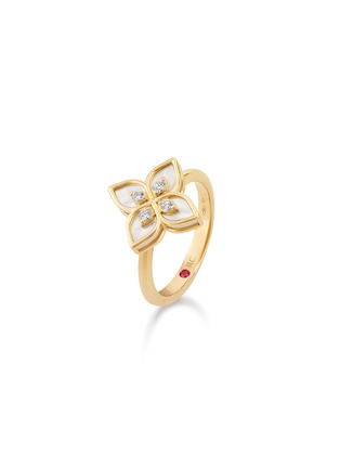 Detail View - Click To Enlarge - ROBERTO COIN - Princess Flower 18K Gold Diamond Mother Of Pearl Ruby Ring — EU 51