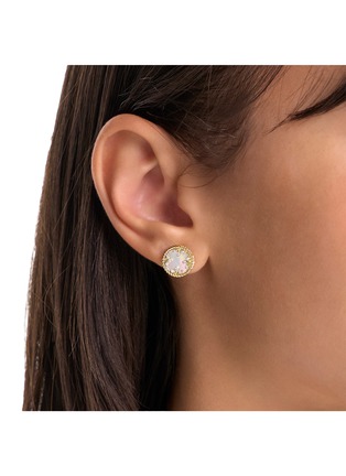 Detail View - Click To Enlarge - ROBERTO COIN - Venetian Medallions 18K Gold Diamond Ruby Mother Of Pearl Earrings