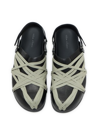 Detail View - Click To Enlarge - RICK OWENS  - Cross Strap Leather Mule Sandals