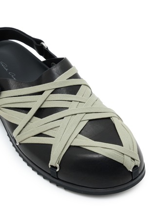 Detail View - Click To Enlarge - RICK OWENS  - Cross Strap Leather Mule Sandals