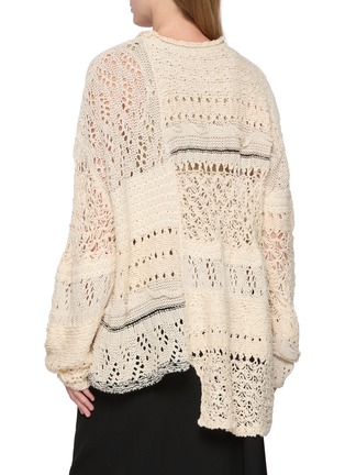 Back View - Click To Enlarge - Y'S - Asymmetric Patchwork Open Knit Top
