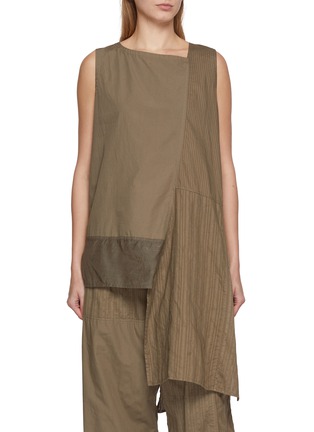 Main View - Click To Enlarge - Y'S - Sleeveless Asymmetrical Patchwork Cotton Top