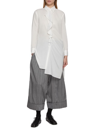 Figure View - Click To Enlarge - Y'S - Mackin Pinstriped Sarouel Cropped Pants