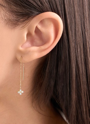 Detail View - Click To Enlarge - ROBERTO COIN - Princess Flower 18K Gold Diamond Ruby Drop Earrings