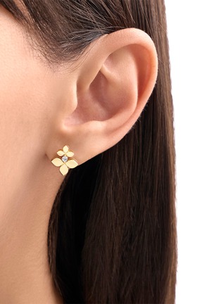 Detail View - Click To Enlarge - ROBERTO COIN - Princess Flower 18K Gold Diamond Ruby Stud Earrings