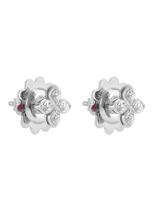 Detail View - Click To Enlarge - ROBERTO COIN - Love By Yard 18K White Gold Diamond Ruby Earring