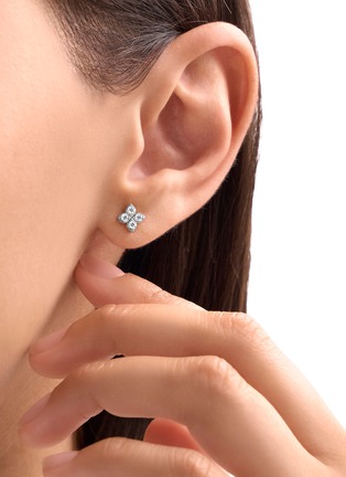 Detail View - Click To Enlarge - ROBERTO COIN - Love By The Yard 18K White Gold Diamond Ruby Earrings