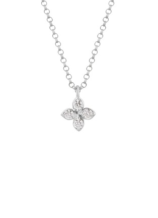 Detail View - Click To Enlarge - ROBERTO COIN - Princess Flower 18K White Gold Diamond Ruby Necklace