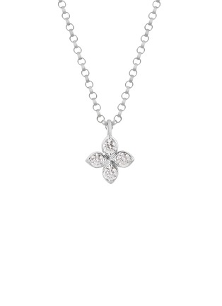 Detail View - Click To Enlarge - ROBERTO COIN - Princess Flower 18K White Gold Diamond Ruby Necklace