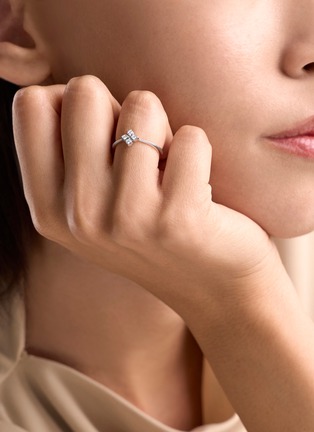 Detail View - Click To Enlarge - ROBERTO COIN - Love By Yard 18K White Gold Diamond Ruby Ring — EU 50