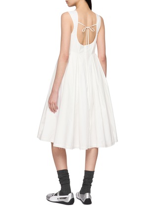 Back View - Click To Enlarge - ATELIER EDITION - Sleeveless Square Neck Open Back Cotton Dress