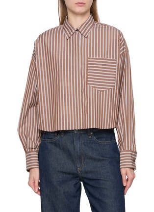 Main View - Click To Enlarge - RAG & BONE - Marin Cropped Striped Shirt
