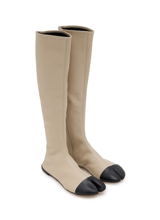 Detail View - Click To Enlarge - CHRISTEN - Tabi Stretch Leather Knee High Boots