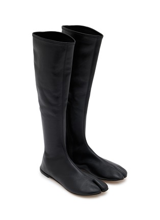 Figure View - Click To Enlarge - CHRISTEN - Tabi Stretch Leather Knee High Boots