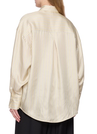 Back View - Click To Enlarge - TOTEME - Oversized Silk Striped Shirt