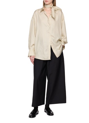 Figure View - Click To Enlarge - TOTEME - Oversized Silk Striped Shirt