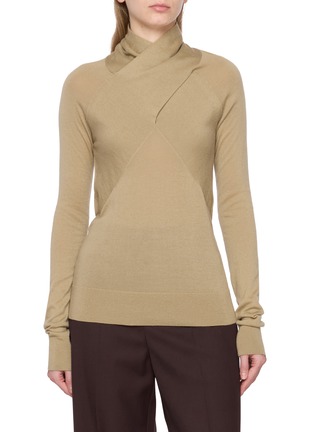 Main View - Click To Enlarge - TOTEME - Crossover Neck Wool Knit Top