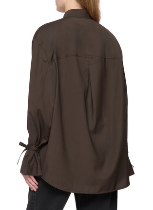 Back View - Click To Enlarge - TOTEME - Tie-Cuff Wool Shirt