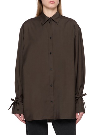 Main View - Click To Enlarge - TOTEME - Tie-Cuff Wool Shirt