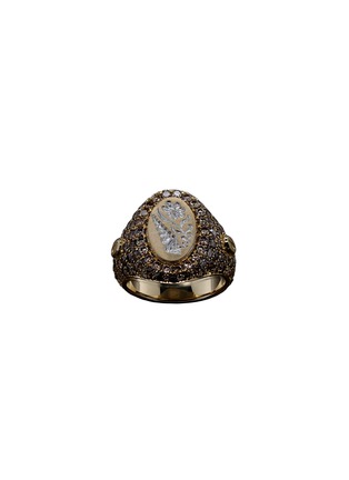 Main View - Click To Enlarge - CASTRO SMITH - 18K Gold Rhodium Plated Diamond Signet Ring — US 6.5