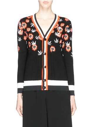 Main View - Click To Enlarge - HELEN LEE - Floral wool-cashmere blend knit cardigan